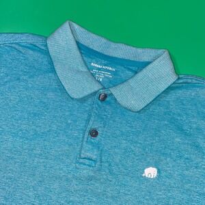 Banana Republic Men's Blue Heather Polo Shirt, Short Sleeve, Elephant Logo